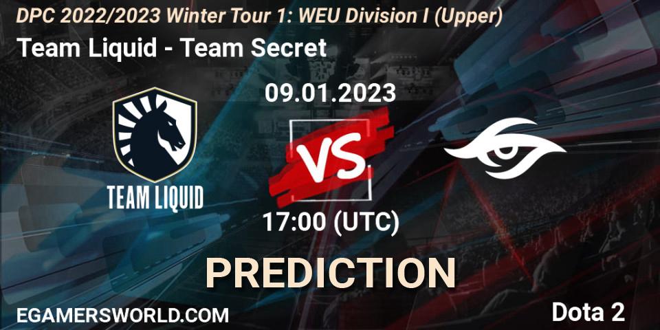 Prognoza Team Liquid - Team Secret. 09.01.23, Dota 2, DPC 2022/2023 Winter Tour 1: WEU Division I (Upper)