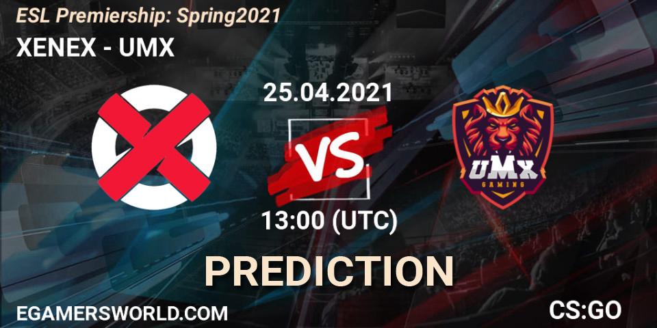 Prognoza XENEX - UMX. 25.04.2021 at 13:00, Counter-Strike (CS2), ESL Premiership: Spring 2021