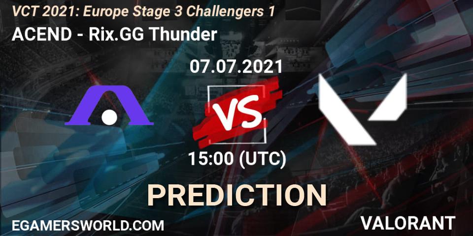Prognoza ACEND - Rix.GG Thunder. 07.07.2021 at 15:45, VALORANT, VCT 2021: Europe Stage 3 Challengers 1