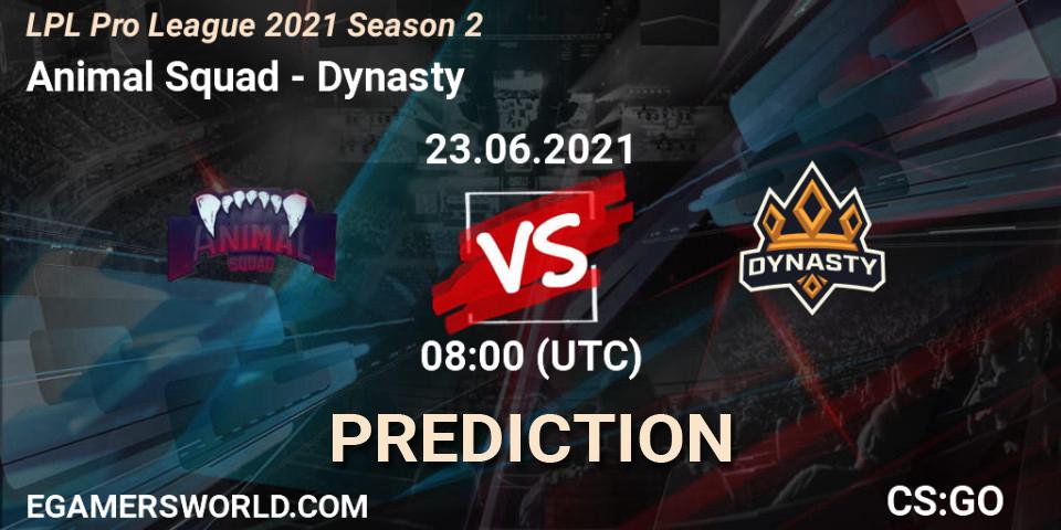 Prognoza Animal Squad - Dynasty. 23.06.2021 at 08:00, Counter-Strike (CS2), LPL Pro League 2021 Season 2