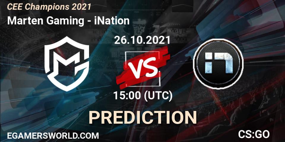 Prognoza Marten Gaming - iNation. 26.10.2021 at 15:00, Counter-Strike (CS2), CEE Champions 2021