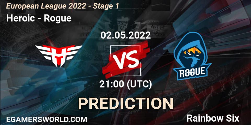 Prognoza Heroic - Rogue. 02.05.2022 at 19:45, Rainbow Six, European League 2022 - Stage 1