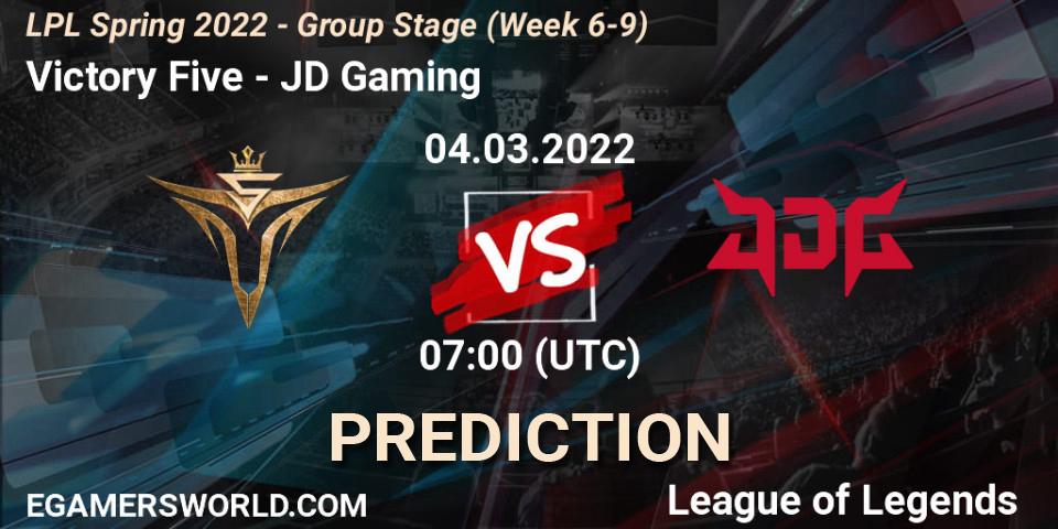 Prognoza Victory Five - JD Gaming. 04.03.2022 at 07:00, LoL, LPL Spring 2022 - Group Stage (Week 6-9)