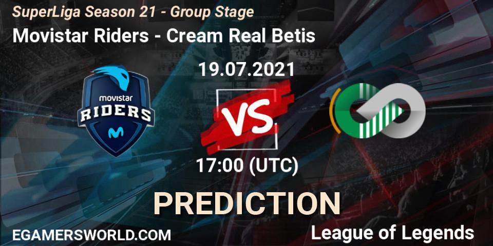 Prognoza Movistar Riders - Cream Real Betis. 19.07.2021 at 20:00, LoL, SuperLiga Season 21 - Group Stage 