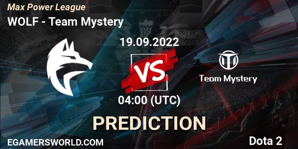 Prognoza WOLF - Team Mystery. 19.09.2022 at 03:58, Dota 2, Max Power League