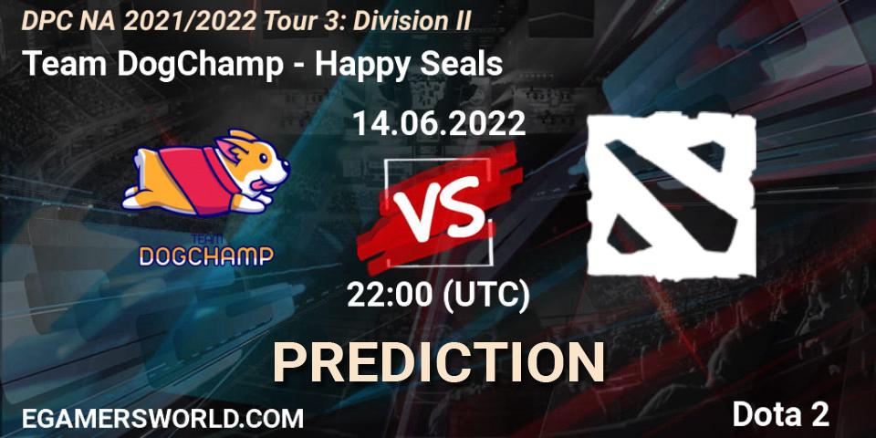 Prognoza Team DogChamp - Happy Seals. 14.06.2022 at 21:55, Dota 2, DPC NA 2021/2022 Tour 3: Division II