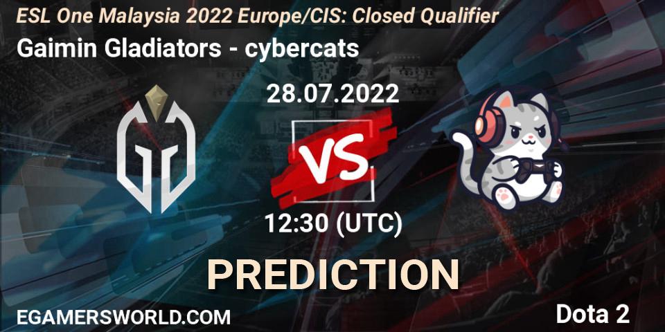 Prognoza Gaimin Gladiators - cybercats. 28.07.2022 at 12:30, Dota 2, ESL One Malaysia 2022 Europe/CIS: Closed Qualifier