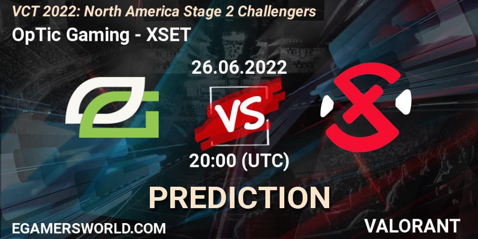 Prognoza OpTic Gaming - XSET. 26.06.22, VALORANT, VCT 2022: North America Stage 2 Challengers
