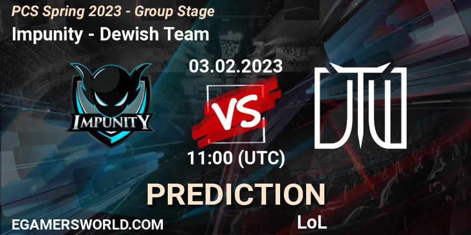 Prognoza Impunity - Dewish Team. 03.02.2023 at 11:40, LoL, PCS Spring 2023 - Group Stage