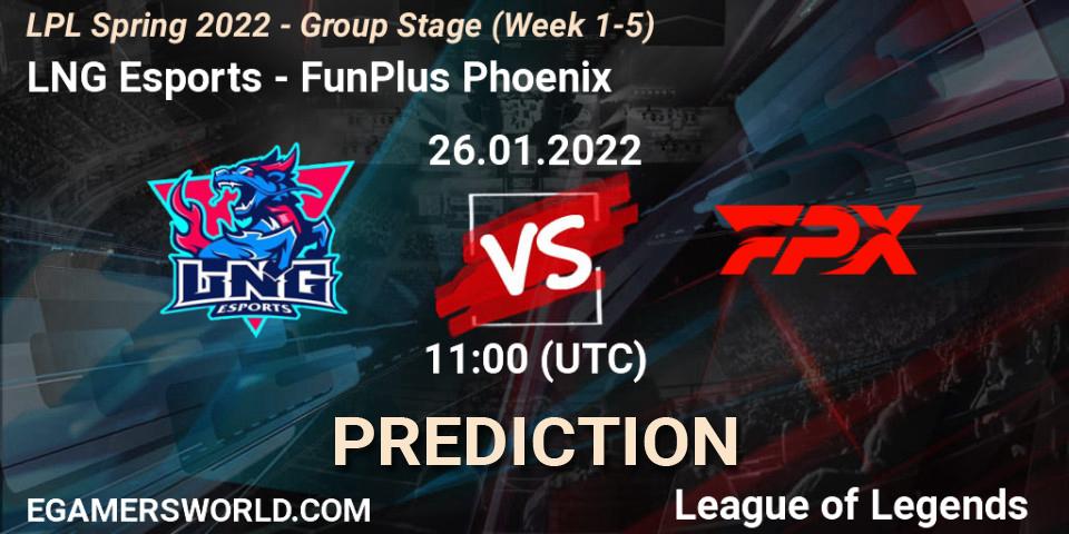 Prognoza LNG Esports - FunPlus Phoenix. 26.01.22, LoL, LPL Spring 2022 - Group Stage (Week 1-5)