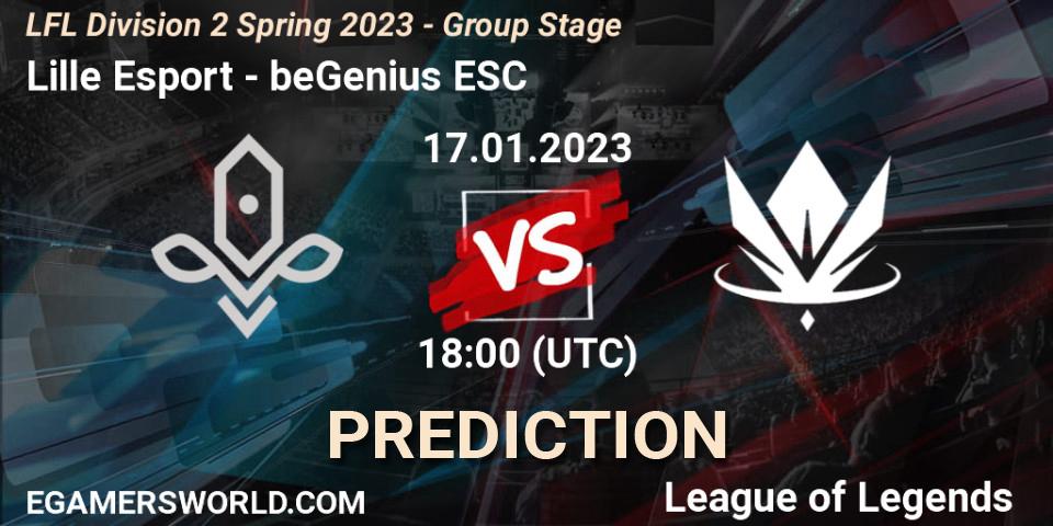 Prognoza Lille Esport - beGenius ESC. 17.01.2023 at 18:00, LoL, LFL Division 2 Spring 2023 - Group Stage