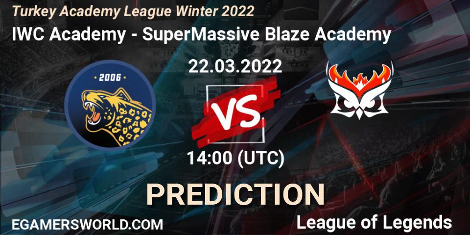 Prognoza IWC Academy - SuperMassive Blaze Academy. 22.03.2022 at 14:00, LoL, Turkey Academy League Winter 2022