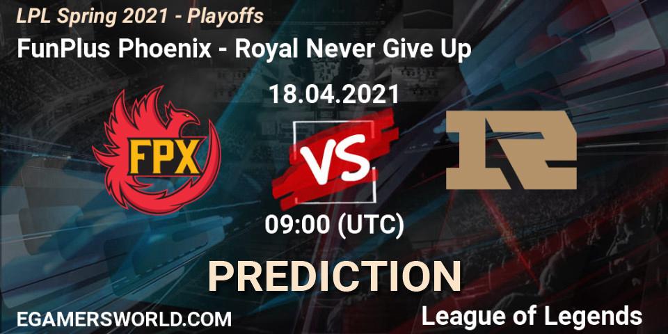 Prognoza FunPlus Phoenix - Royal Never Give Up. 18.04.21, LoL, LPL Spring 2021 - Playoffs