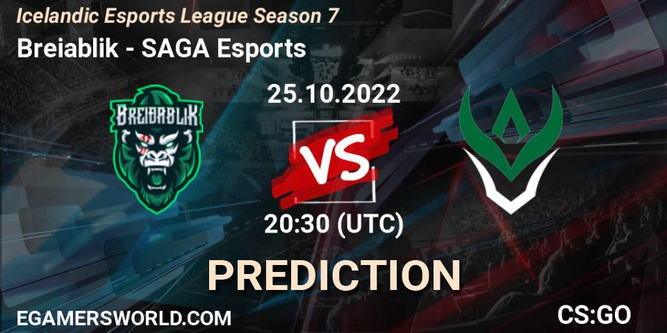 Prognoza Breiðablik - SAGA Esports. 25.10.2022 at 20:30, Counter-Strike (CS2), Icelandic Esports League Season 7