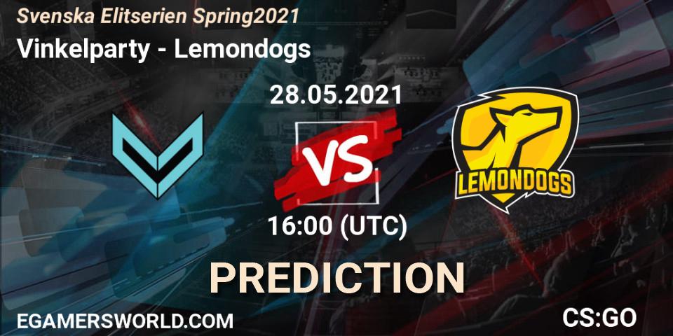 Prognoza Vinkelparty - Lemondogs. 28.05.2021 at 16:10, Counter-Strike (CS2), Svenska Elitserien Spring 2021