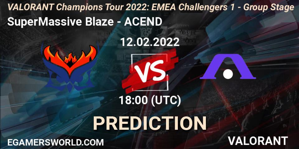 Prognoza SuperMassive Blaze - ACEND. 12.02.2022 at 18:30, VALORANT, VCT 2022: EMEA Challengers 1 - Group Stage