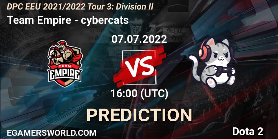 Prognoza Team Empire - cybercats. 07.07.22, Dota 2, DPC EEU 2021/2022 Tour 3: Division II