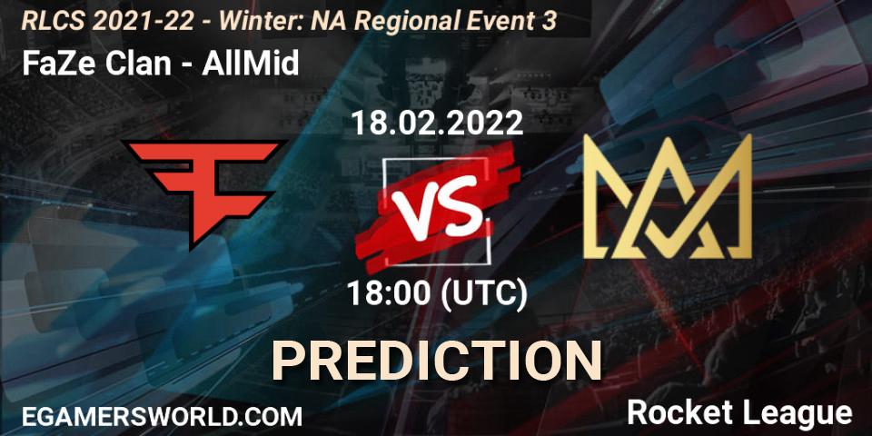 Prognoza FaZe Clan - AllMid. 18.02.2022 at 18:00, Rocket League, RLCS 2021-22 - Winter: NA Regional Event 3