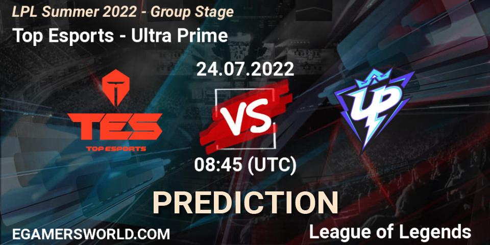 Prognoza Top Esports - Ultra Prime. 24.07.2022 at 09:00, LoL, LPL Summer 2022 - Group Stage