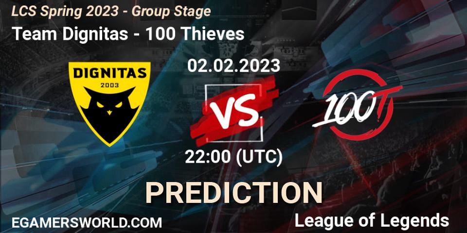 Prognoza Team Dignitas - 100 Thieves. 03.02.2023 at 00:00, LoL, LCS Spring 2023 - Group Stage