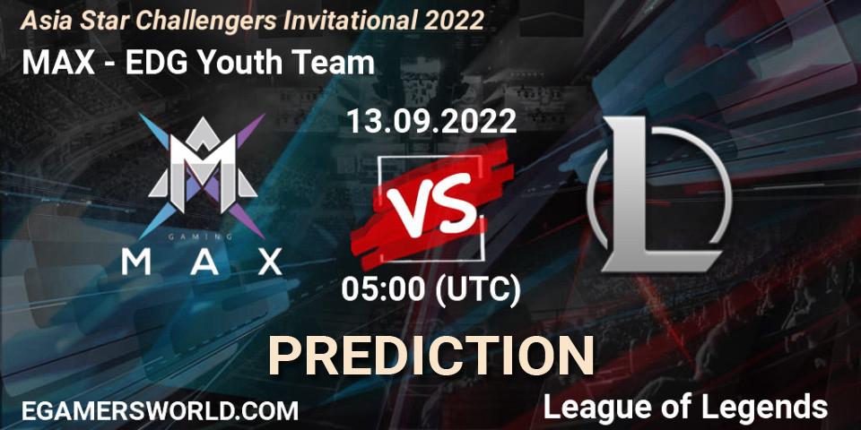 Prognoza MAX - EDward Gaming Youth Team. 13.09.2022 at 05:00, LoL, Asia Star Challengers Invitational 2022