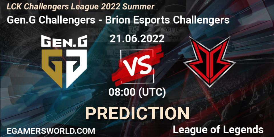 Prognoza Gen.G Challengers - Brion Esports Challengers. 21.06.2022 at 08:00, LoL, LCK Challengers League 2022 Summer