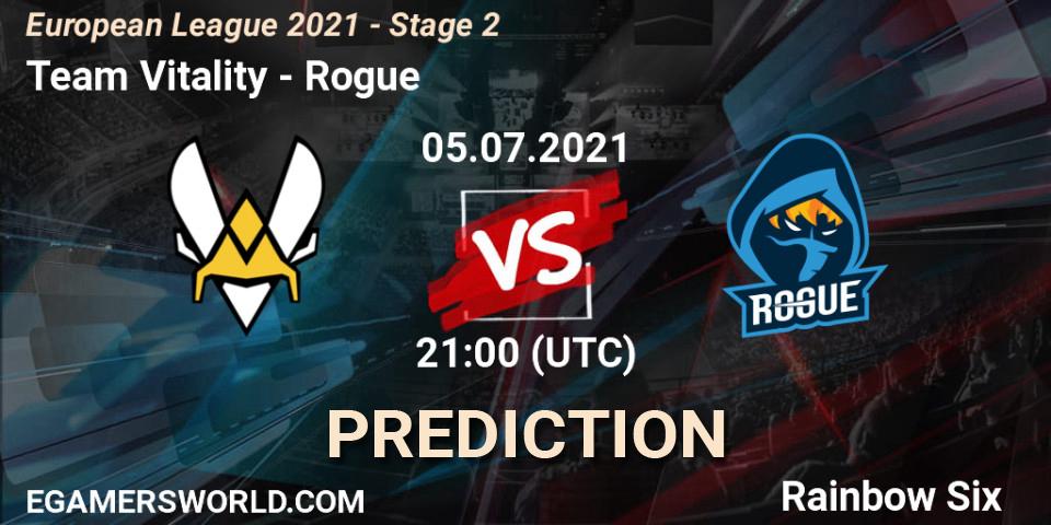 Prognoza Team Vitality - Rogue. 05.07.2021 at 21:00, Rainbow Six, European League 2021 - Stage 2