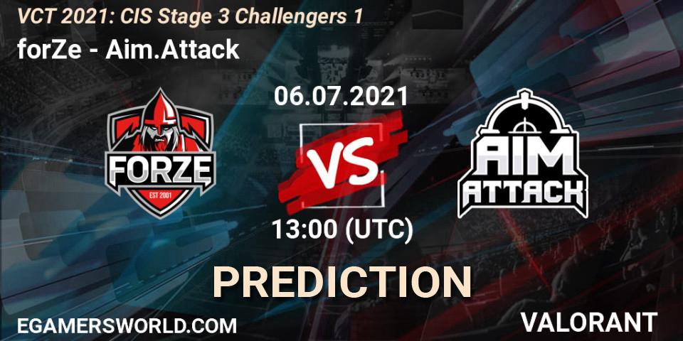 Prognoza forZe - Aim.Attack. 06.07.2021 at 13:00, VALORANT, VCT 2021: CIS Stage 3 Challengers 1