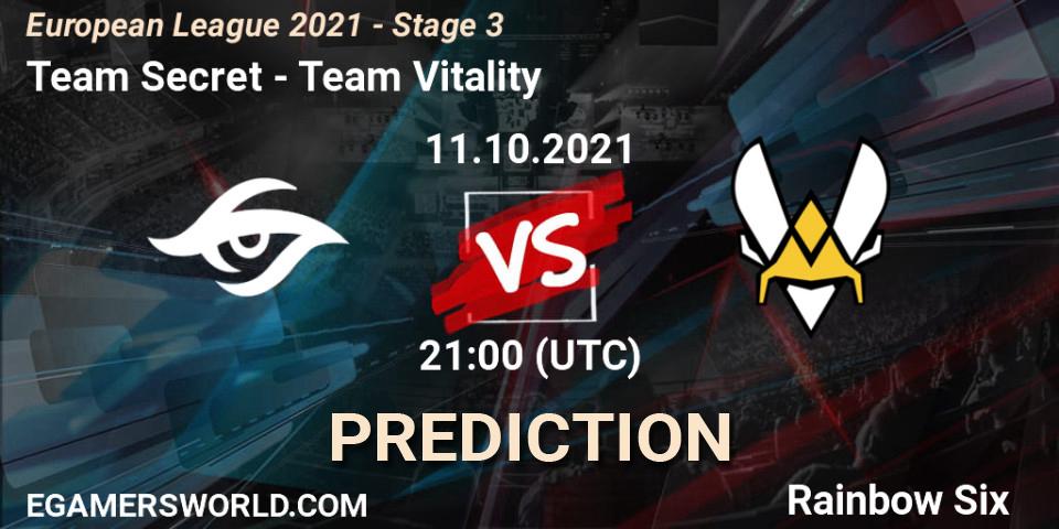 Prognoza Team Secret - Team Vitality. 11.10.21, Rainbow Six, European League 2021 - Stage 3