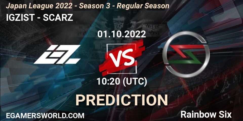 Prognoza IGZIST - SCARZ. 01.10.22, Rainbow Six, Japan League 2022 - Season 3 - Regular Season