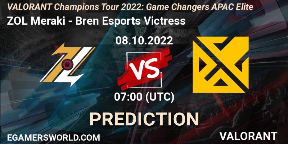 Prognoza ZOL Meraki - Bren Esports Victress. 08.10.2022 at 08:30, VALORANT, VCT 2022: Game Changers APAC Elite