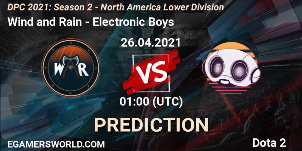 Prognoza Wind and Rain - Electronic Boys. 26.04.21, Dota 2, DPC 2021: Season 2 - North America Lower Division