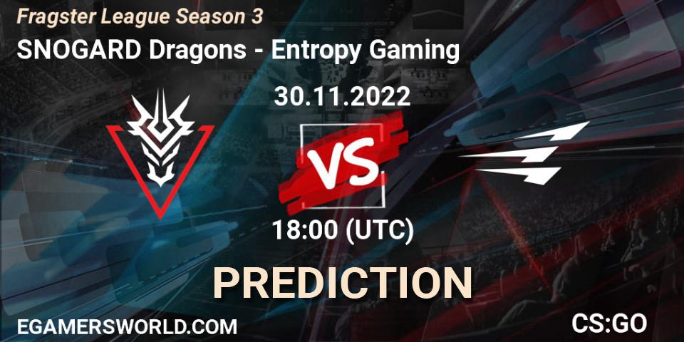 Prognoza SNOGARD Dragons - Entropy Gaming. 30.11.22, CS2 (CS:GO), Fragster League Season 3