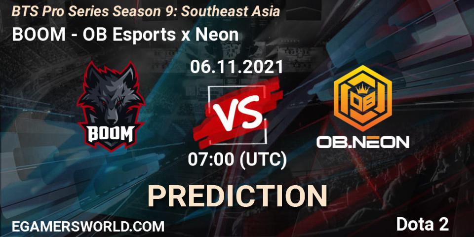 Prognoza BOOM - OB Esports x Neon. 30.10.2021 at 09:00, Dota 2, BTS Pro Series Season 9: Southeast Asia