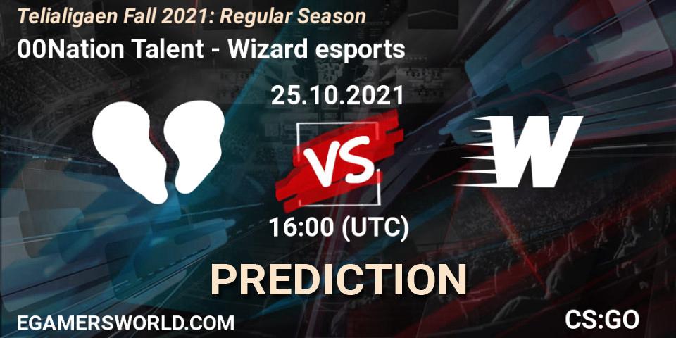 Prognoza 00Nation Talent - Wizard esports. 25.10.2021 at 16:00, Counter-Strike (CS2), Telialigaen Fall 2021: Regular Season