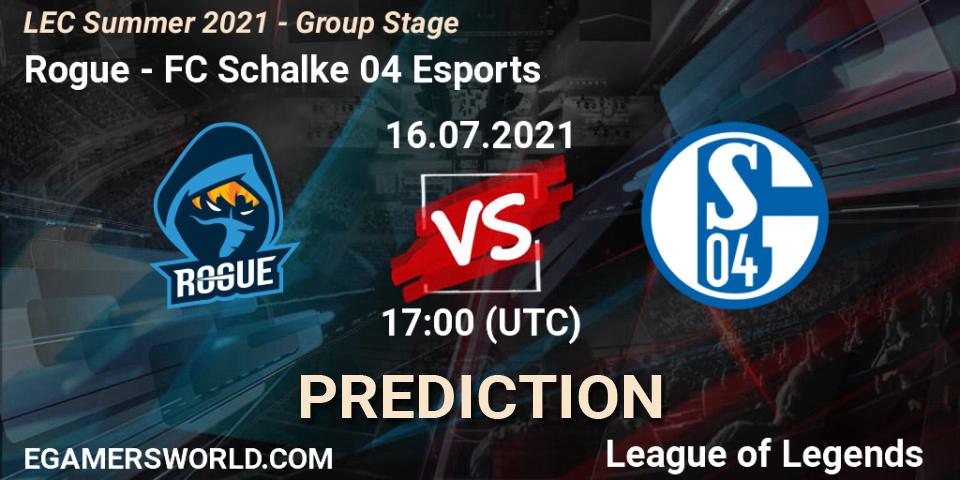 Prognoza Rogue - FC Schalke 04 Esports. 16.07.21, LoL, LEC Summer 2021 - Group Stage