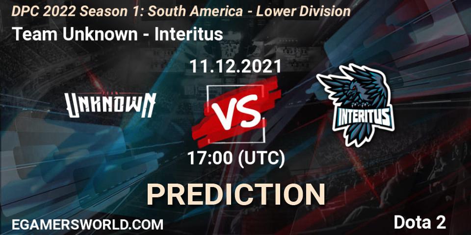 Prognoza Team Unknown - Interitus. 11.12.21, Dota 2, DPC 2022 Season 1: South America - Lower Division
