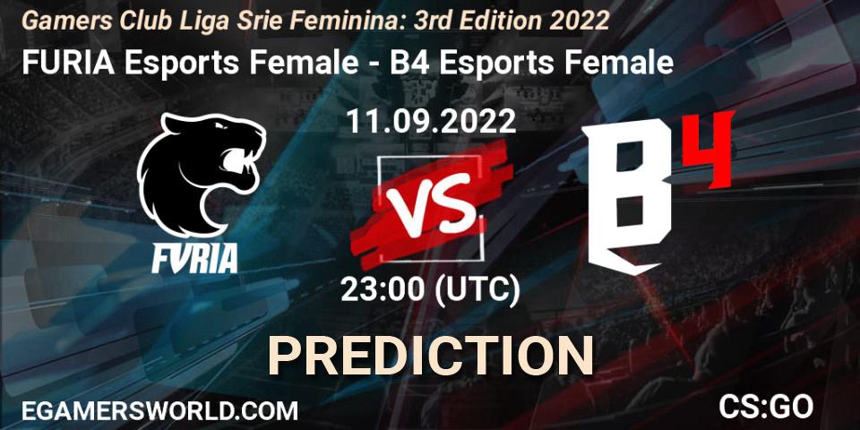 Prognoza FURIA Esports Female - B4 Esports Female. 11.09.2022 at 23:00, Counter-Strike (CS2), Gamers Club Liga Série Feminina: 3rd Edition 2022