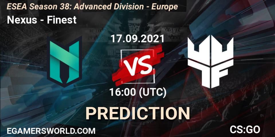 Prognoza Nexus - Finest. 17.09.2021 at 16:00, Counter-Strike (CS2), ESEA Season 38: Advanced Division - Europe