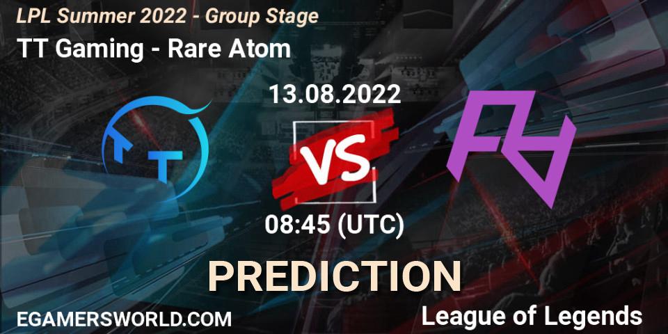 Prognoza TT Gaming - Rare Atom. 13.08.2022 at 09:00, LoL, LPL Summer 2022 - Group Stage