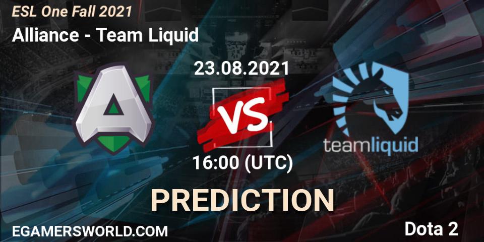 Prognoza Alliance - Team Liquid. 24.08.2021 at 16:00, Dota 2, ESL One Fall 2021