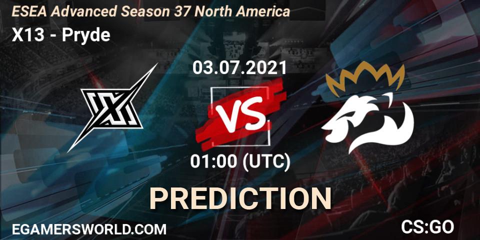 Prognoza X13 - Pryde. 03.07.2021 at 01:00, Counter-Strike (CS2), ESEA Advanced Season 37 North America