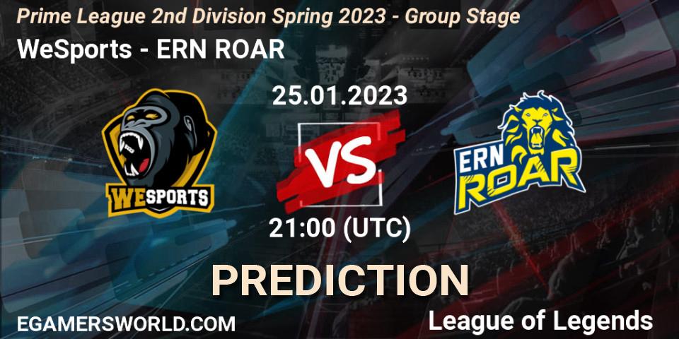 Prognoza WeSports - ERN ROAR. 25.01.2023 at 21:00, LoL, Prime League 2nd Division Spring 2023 - Group Stage
