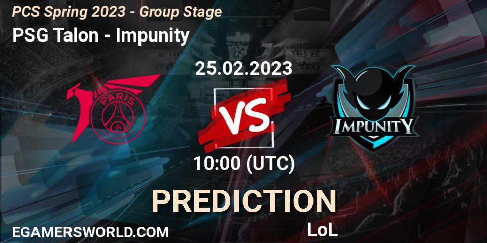 Prognoza PSG Talon - Impunity. 12.02.2023 at 11:00, LoL, PCS Spring 2023 - Group Stage