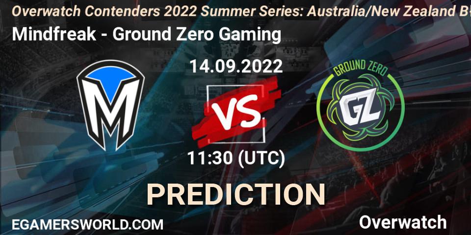 Prognoza Mindfreak - Ground Zero Gaming. 15.09.2022 at 11:45, Overwatch, Overwatch Contenders 2022 Summer Series: Australia/New Zealand B-Sides