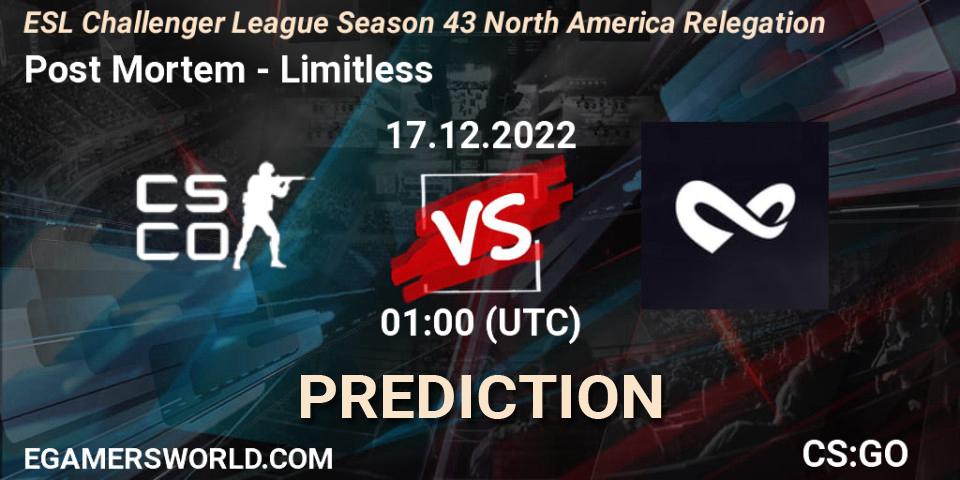Prognoza Post Mortem - Limitless. 17.12.2022 at 01:00, Counter-Strike (CS2), ESL Challenger League Season 43 North America Relegation