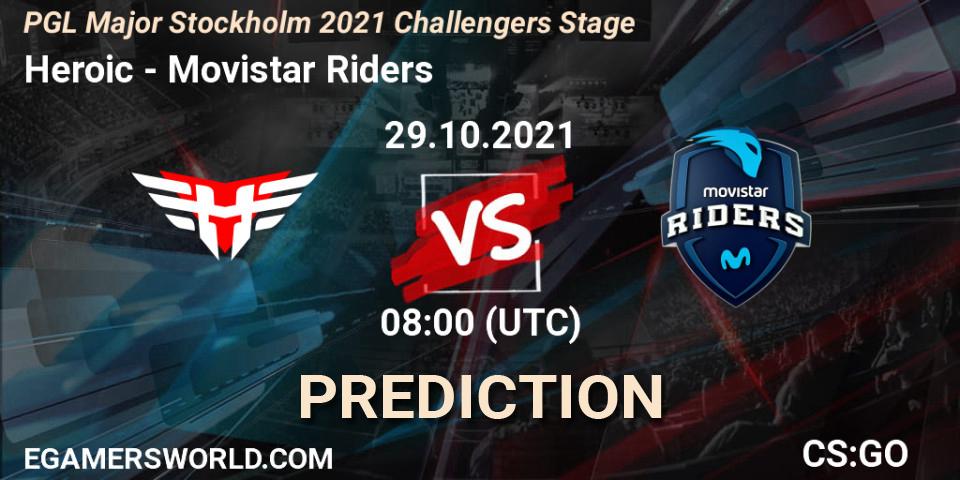 Prognoza Heroic - Movistar Riders. 29.10.21, CS2 (CS:GO), PGL Major Stockholm 2021 Challengers Stage