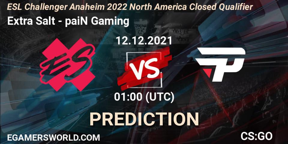 Prognoza Extra Salt - paiN Gaming. 12.12.2021 at 01:00, Counter-Strike (CS2), ESL Challenger Anaheim 2022 North America Closed Qualifier