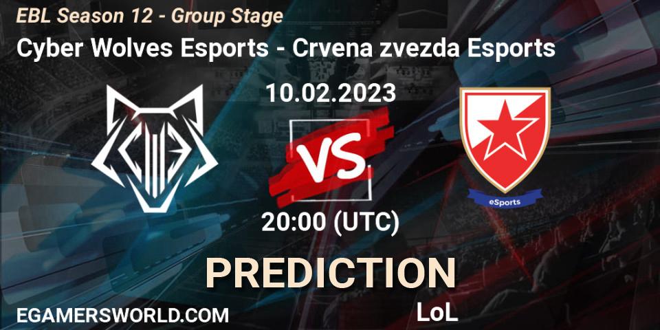 Prognoza Cyber Wolves Esports - Crvena zvezda Esports. 10.02.23, LoL, EBL Season 12 - Group Stage