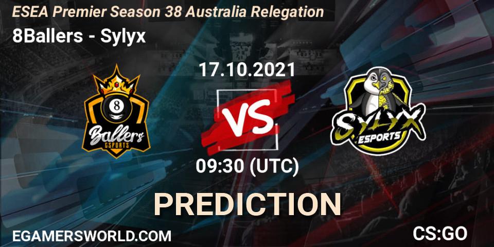 Prognoza 8Ballers - Sylyx. 17.10.2021 at 09:30, Counter-Strike (CS2), ESEA Premier Season 38 Australia Relegation
